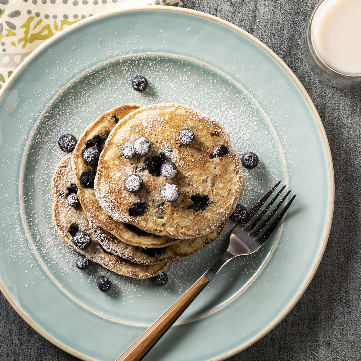 Plate of Vegan Blueberry Pancakes