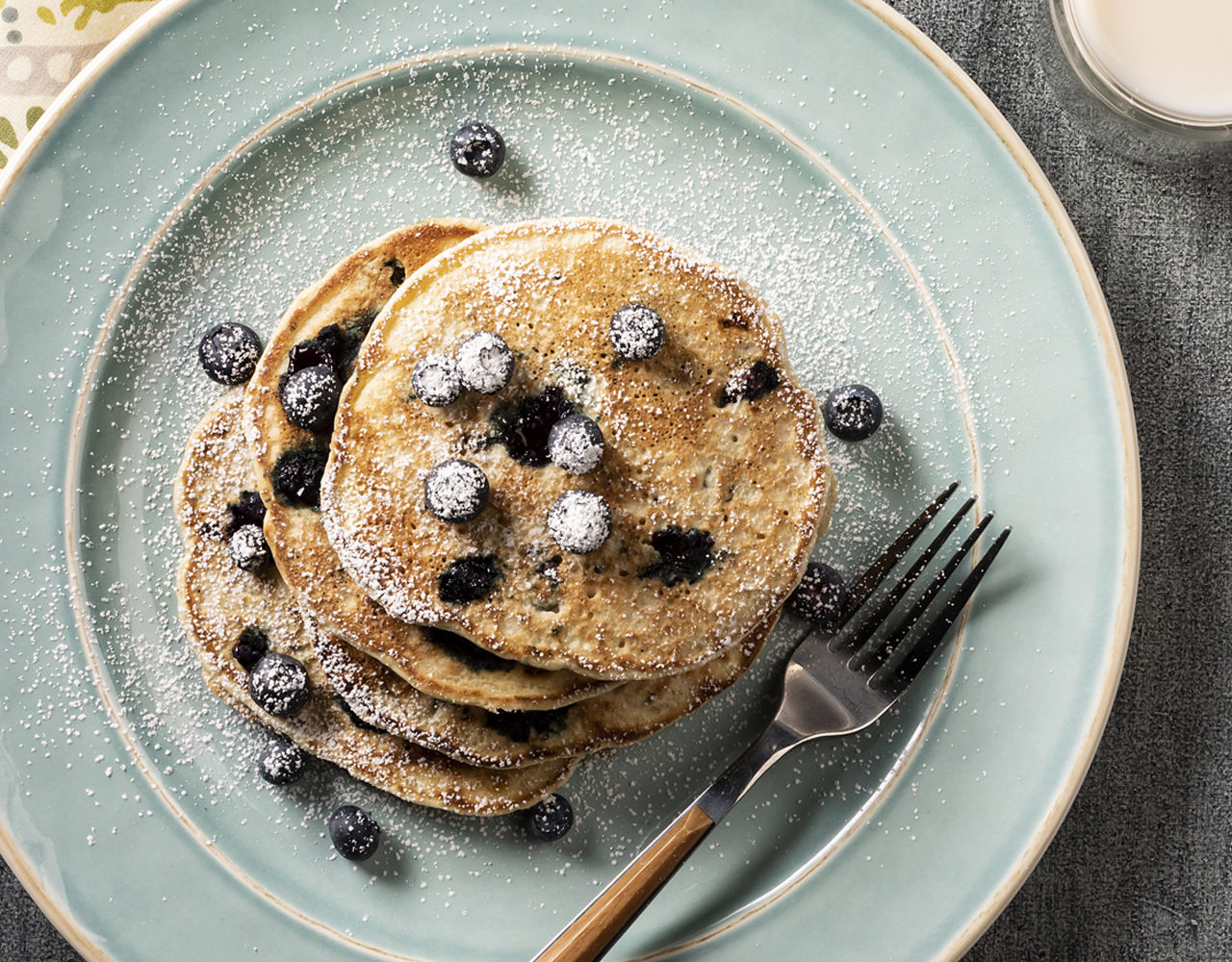 Plate of Vegan Blueberry Pancakes
