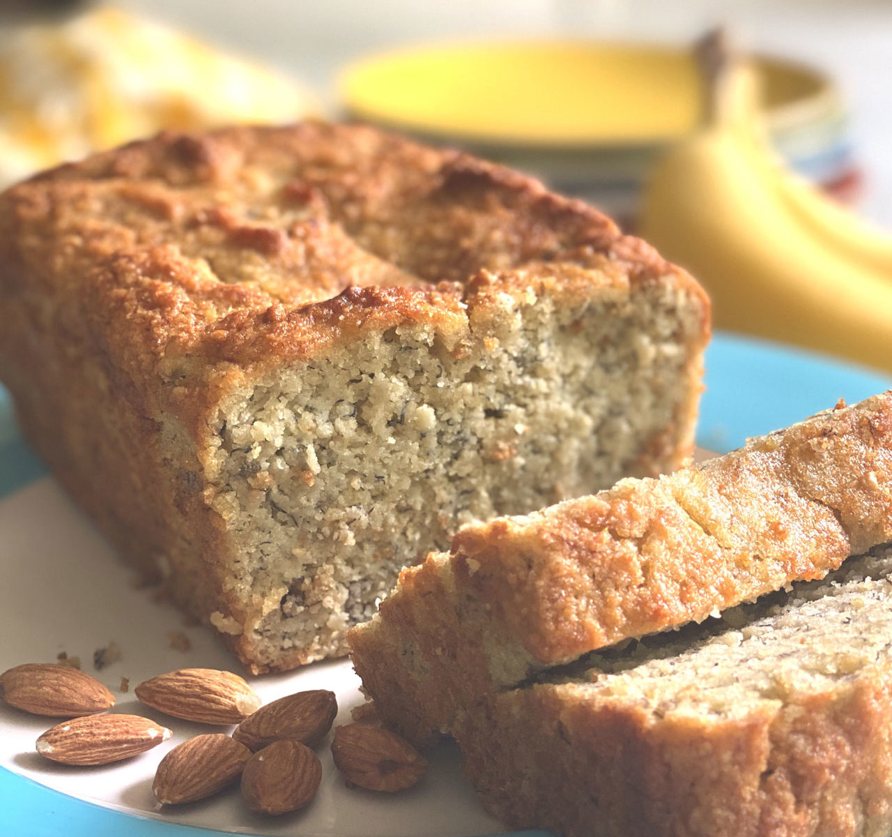 sliced almond banana bread