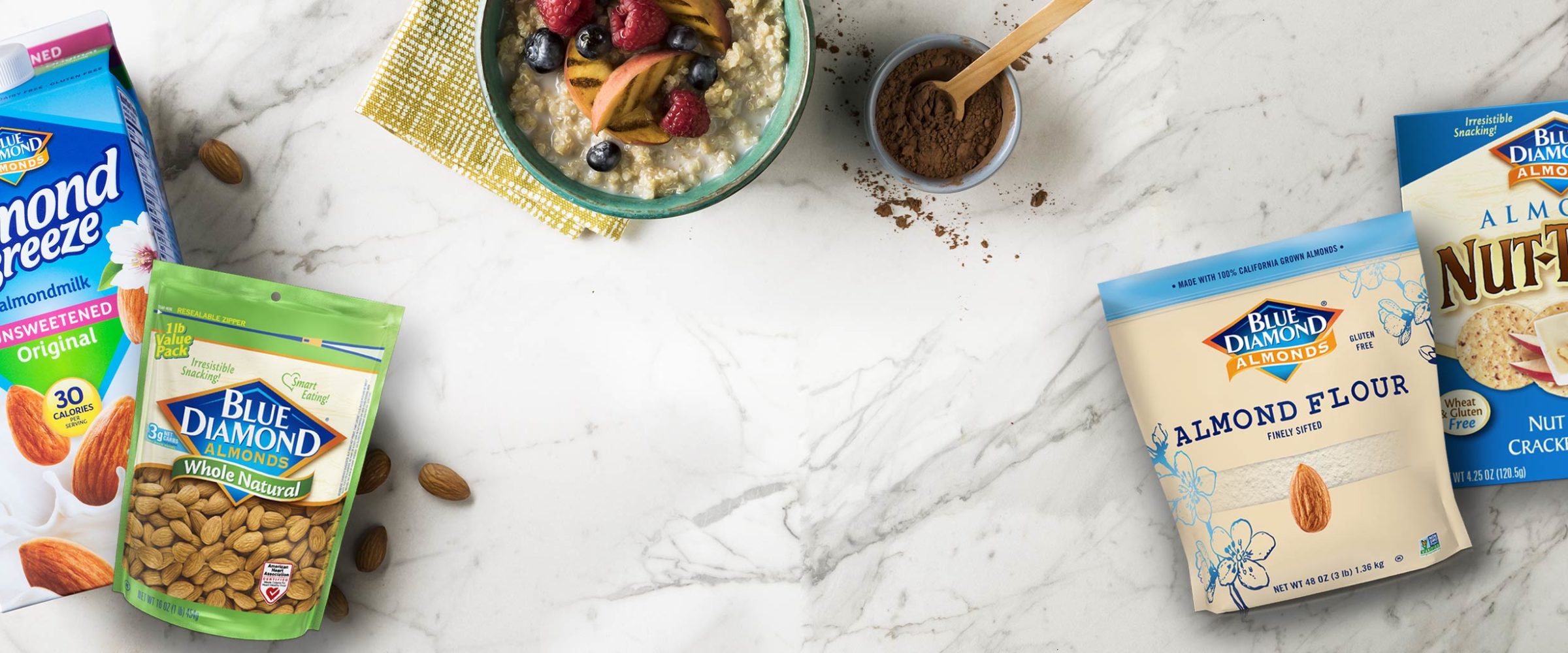 granite counter with all types of Blue Diamond products