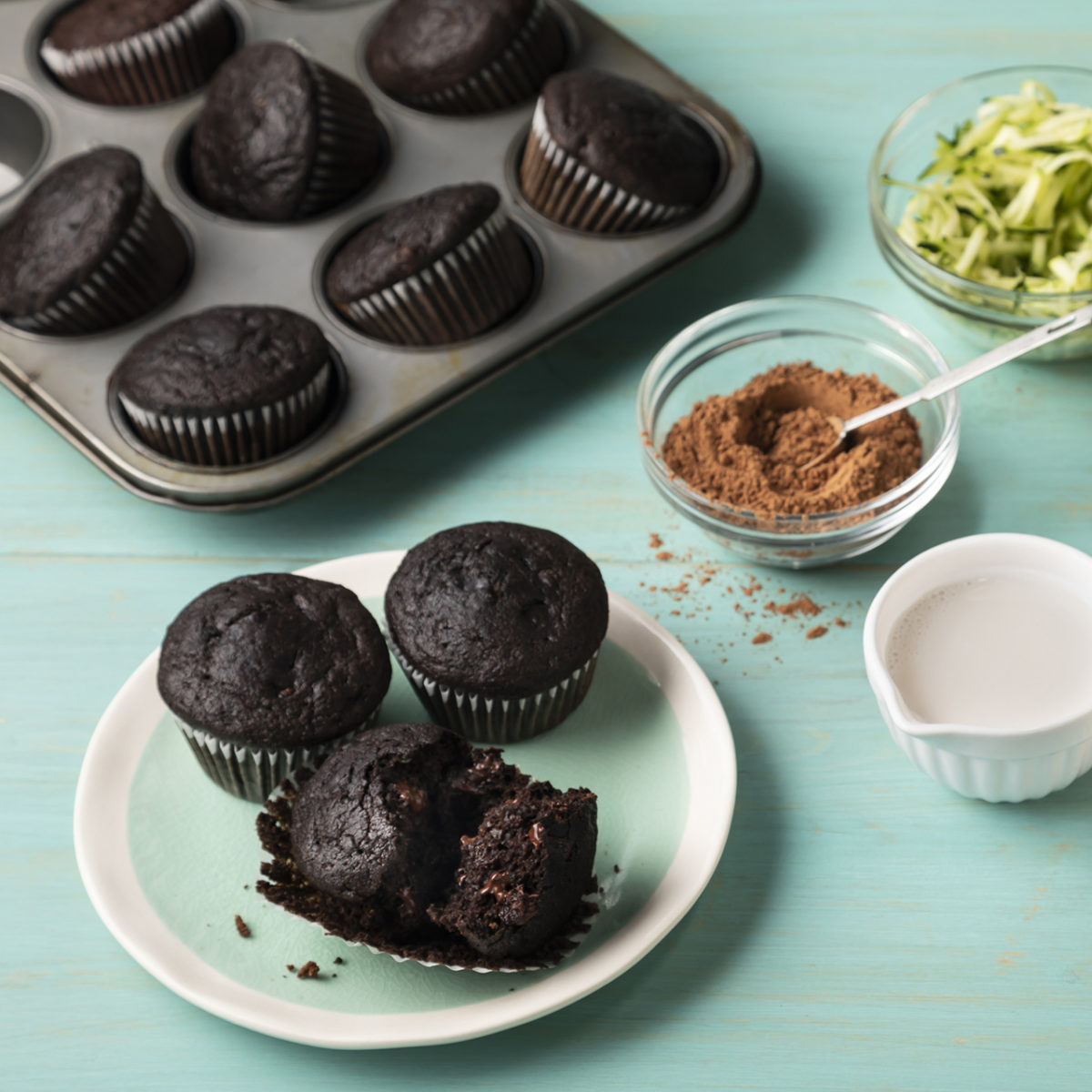 Vegan Chocolate and Zucchini Muffins