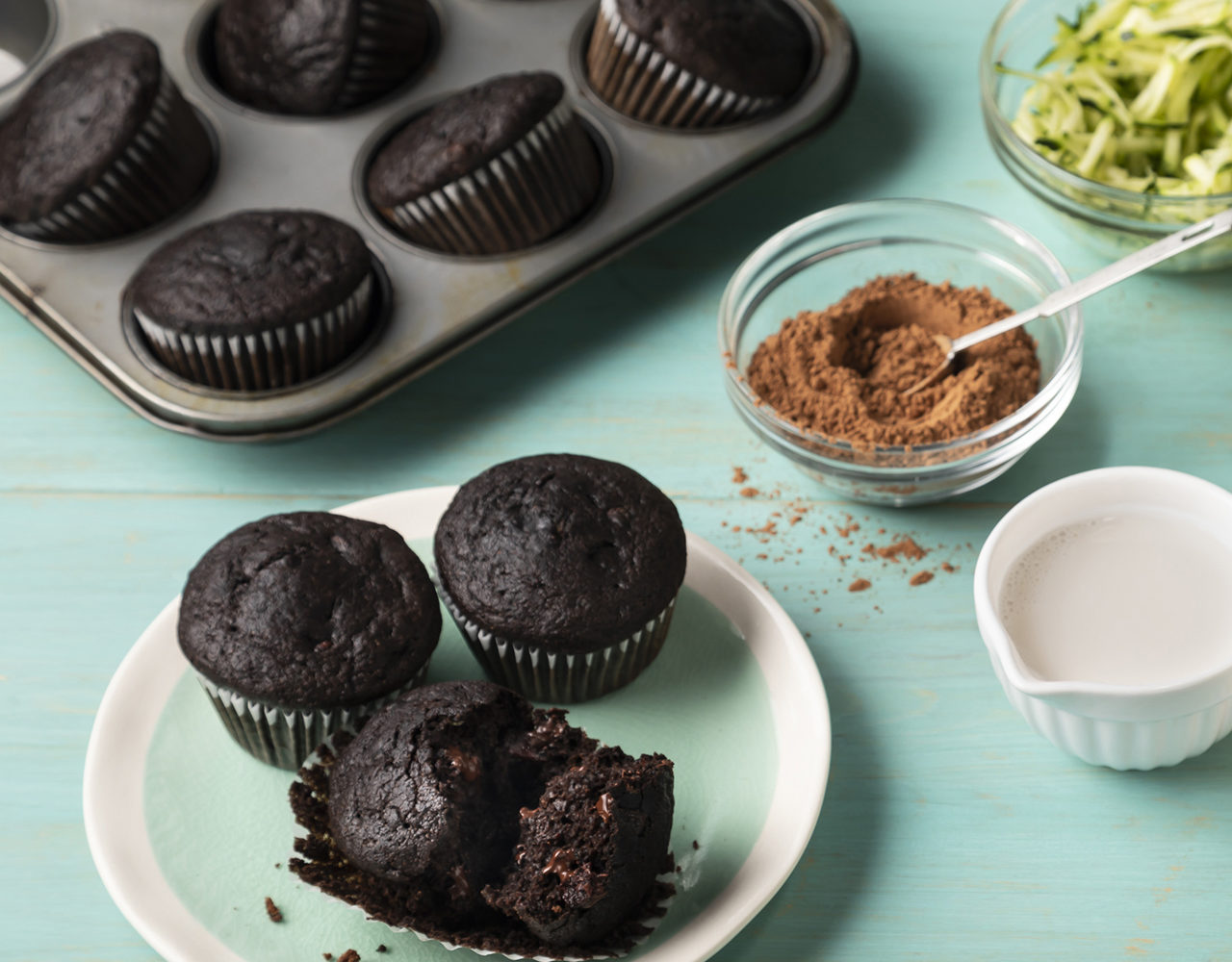 Vegan Chocolate and Zucchini Muffins