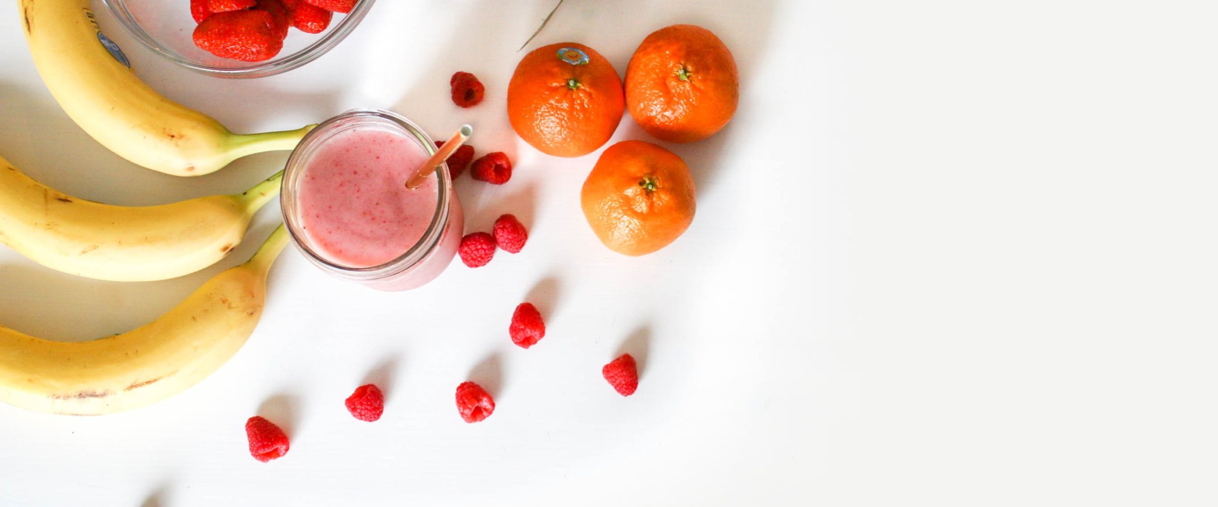 overhead view of spring smoothie ingredients