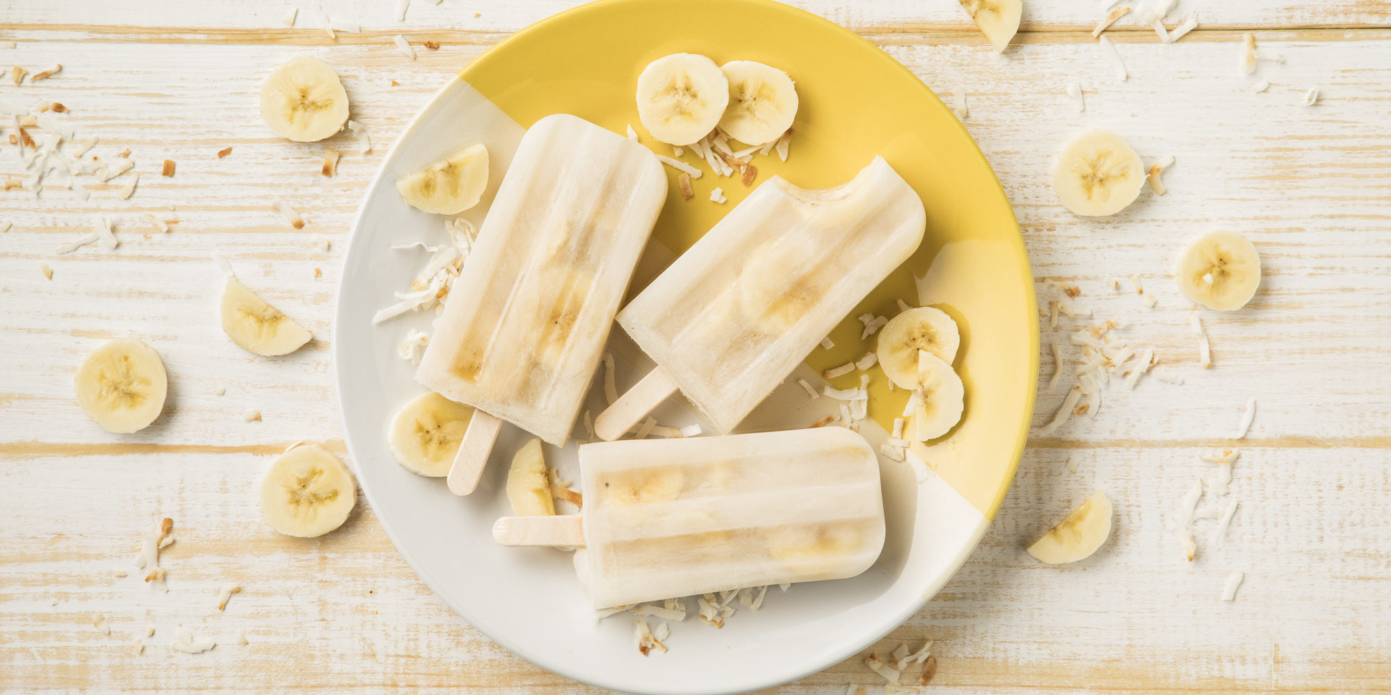 plate of banana popsicles