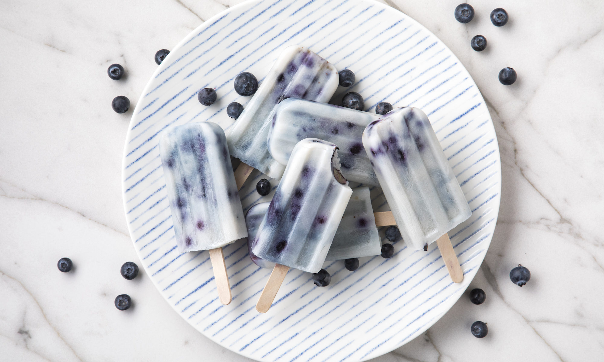 plate of blueberry popsicles