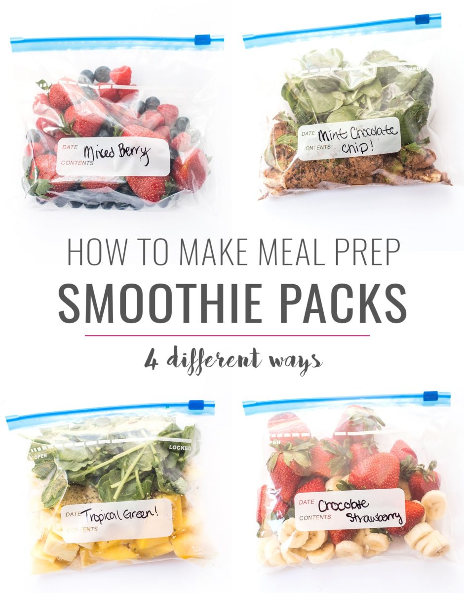 4 Different Make Ahead Smoothies Packs