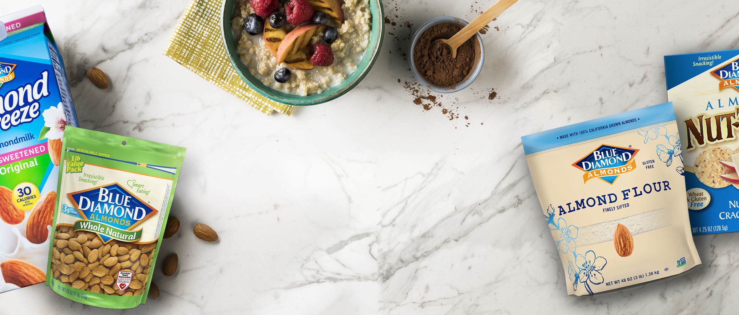 overhead view of different types of Blue Diamond products