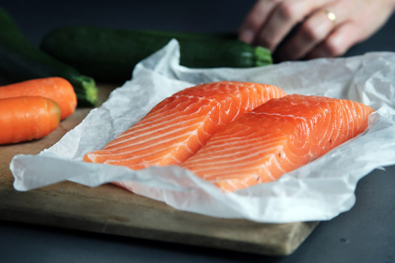 closeup of two salmond filets