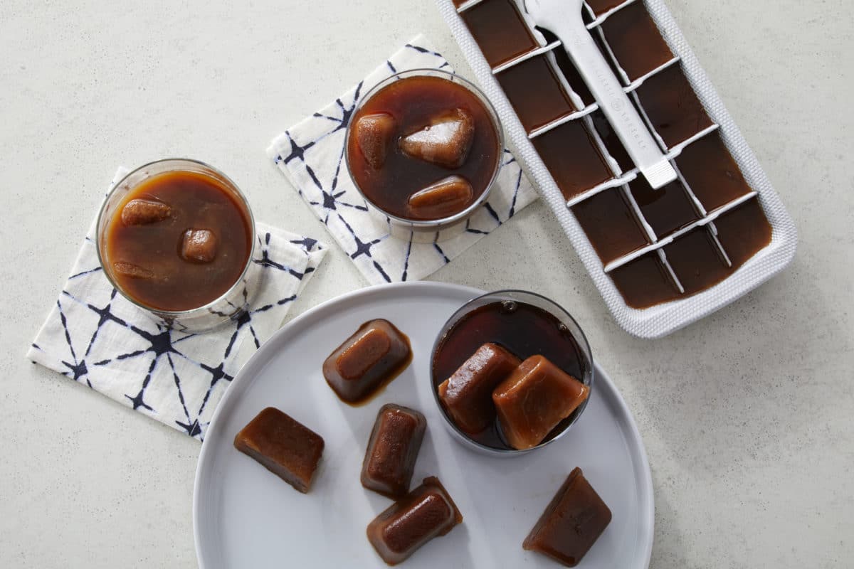 Iced Coffee with Chocolate Ice Cubes