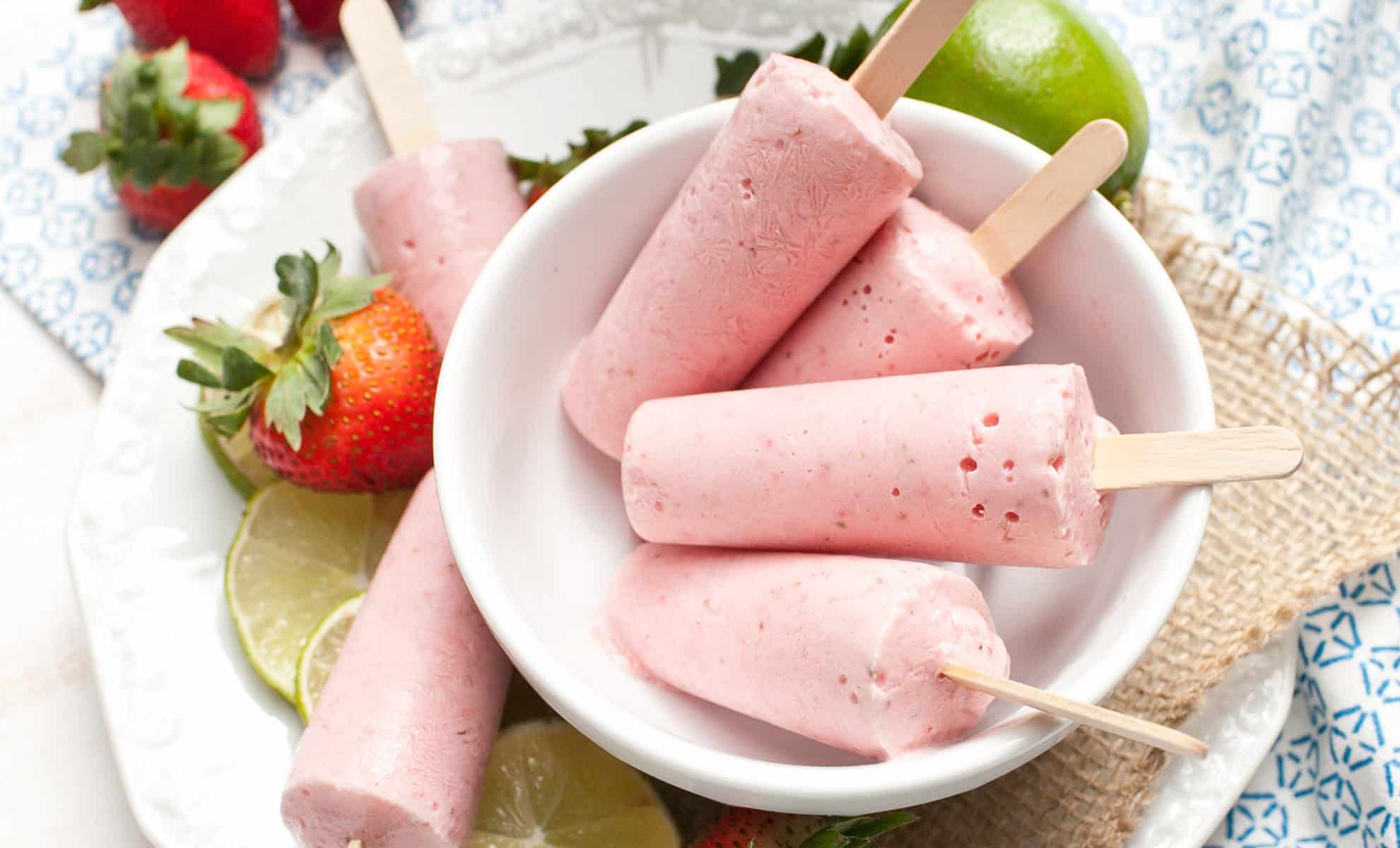 Strawberry Lime Smoothie Pops